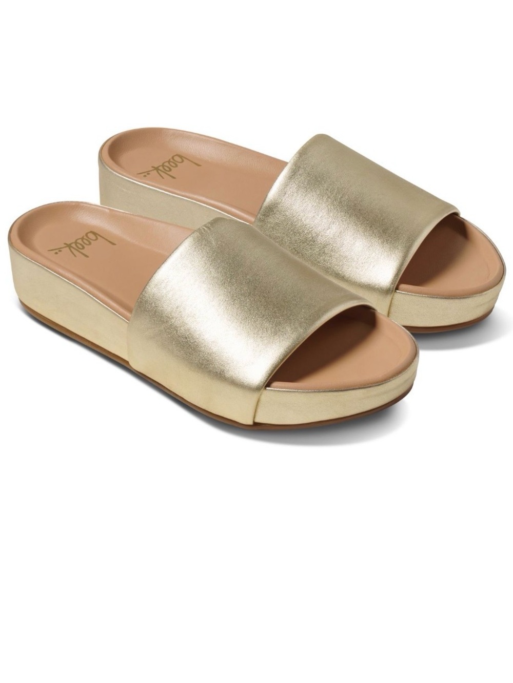 beek Gold Metallic Platform Slide Sandals like NEW work 3 times